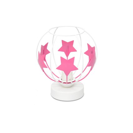 Bordlampe til børn STARS 1xE27/15W/230V lyserød/hvid