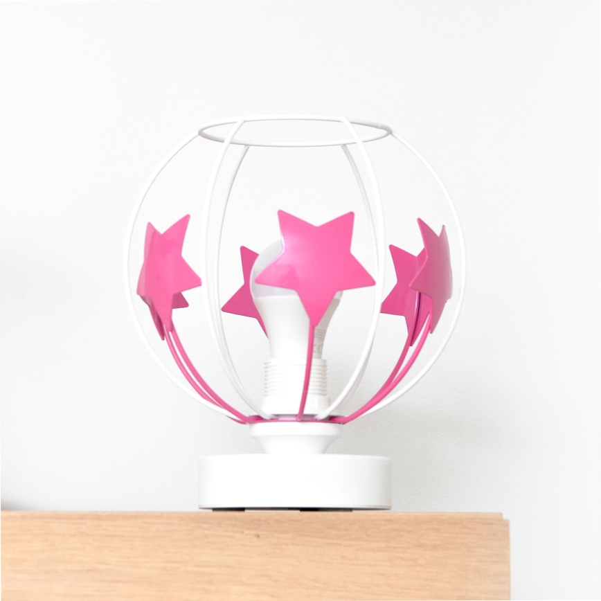 Bordlampe til børn STARS 1xE27/15W/230V lyserød/hvid