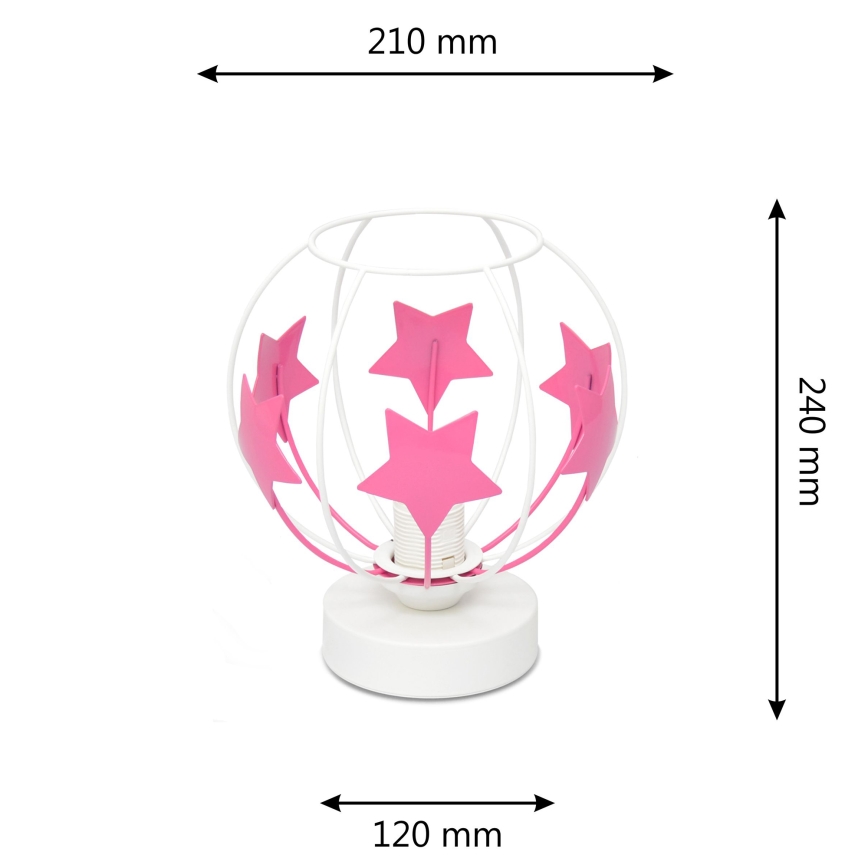 Bordlampe til børn STARS 1xE27/15W/230V lyserød/hvid
