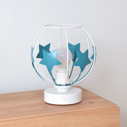Bordlampe til børn STARS 1xE27/15W/230V turkis/hvid