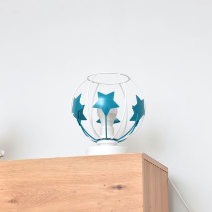 Bordlampe til børn STARS 1xE27/15W/230V turkis/hvid