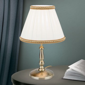 Bordlampe TONIA 1xE27/60W/230V diameter 25 cm hvid/bronze