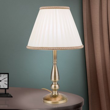 Bordlampe TONIA 1xE27/60W/230V diameter 30 cm hvid/bronze