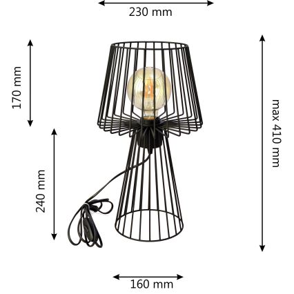 Bordlampe TORRI 1xE27/15W/230V sort