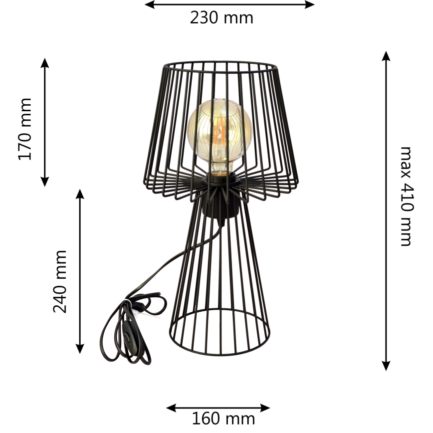 Bordlampe TORRI 1xE27/15W/230V sort
