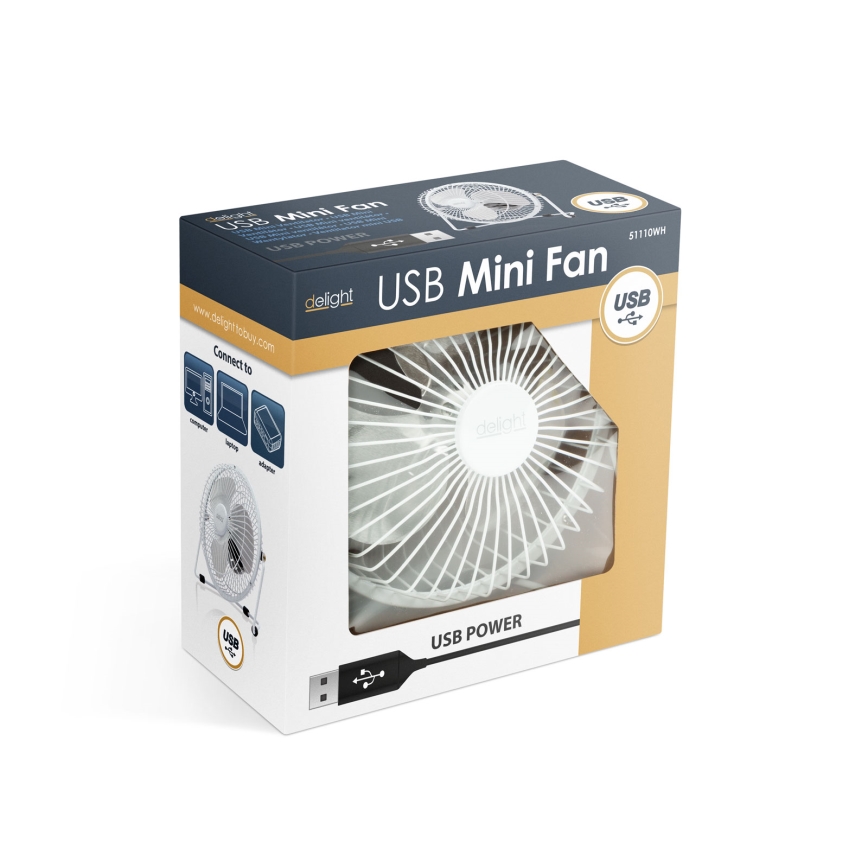 Bordventilator 1,75 W/5 V USB Ø 18 cm hvid