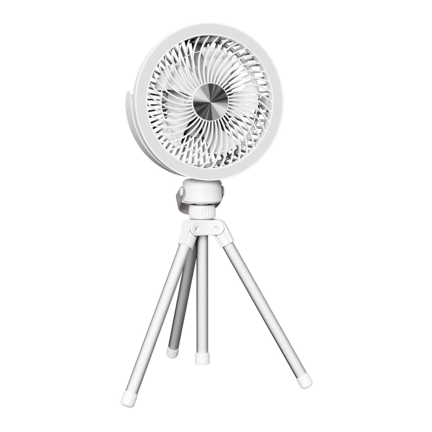 Bordventilator genopladelig med LED-lampe 8W/3,7V 2400 mAh hvid