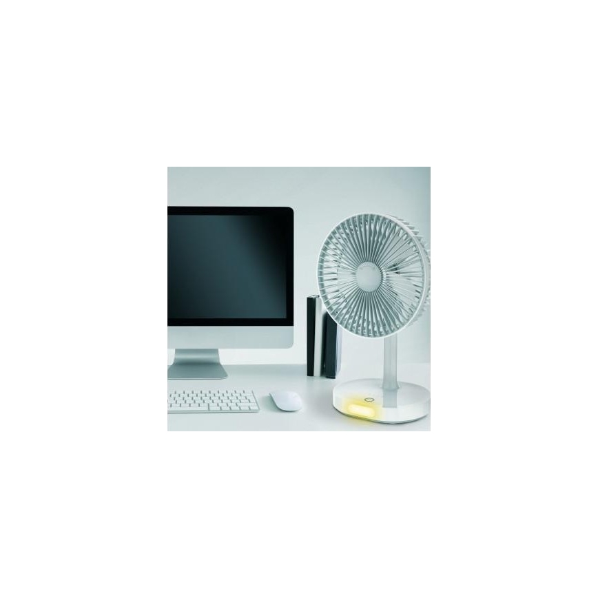 Bordventilator med LED lampe genopladelig 3000 mA/3,7V microUSB