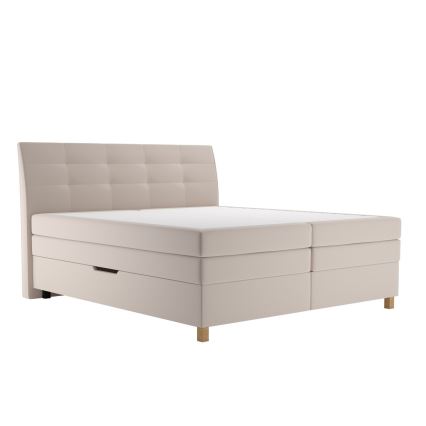 Boxspring-seng med madras BEA 160 x 200 cm i beige
