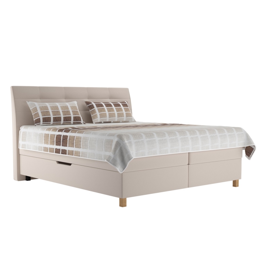 Boxspring-seng med madras BEA 160 x 200 cm i beige