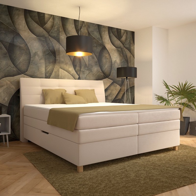 Boxspring-seng med madras BEA 160x200 cm beige