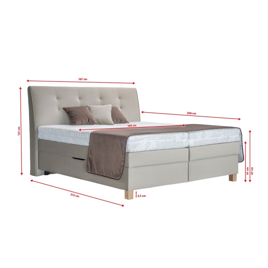 Boxspring-seng med madras BEA 160x200 cm beige