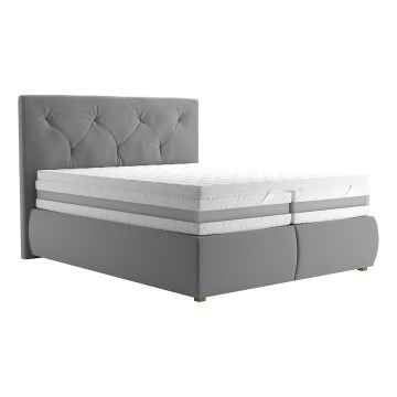 Boxspring-seng med madras og topmadras ELEN 160x200 cm grå