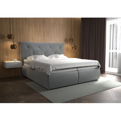 Boxspring-seng med madras og topmadras ELEN 160x200 cm grå