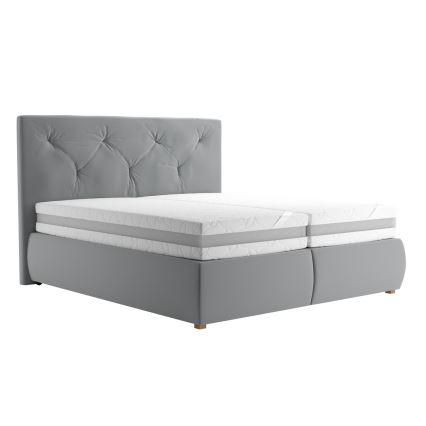 Boxspring-seng med madras og topmadras ELEN 160x200 cm grå
