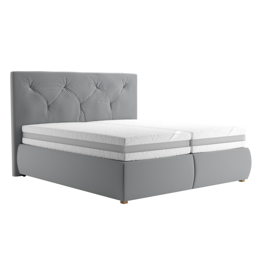 Boxspring-seng med madras og topmadras ELEN 160x200 cm grå