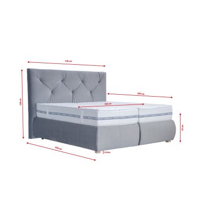 Boxspring-seng med madras og topmadras ELEN 160x200 cm grå