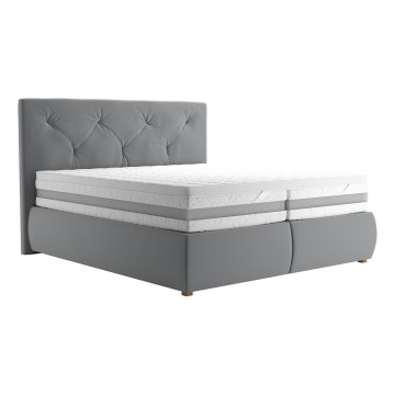 Boxspring-seng med madras og topmadras ELEN 180x200 cm grå