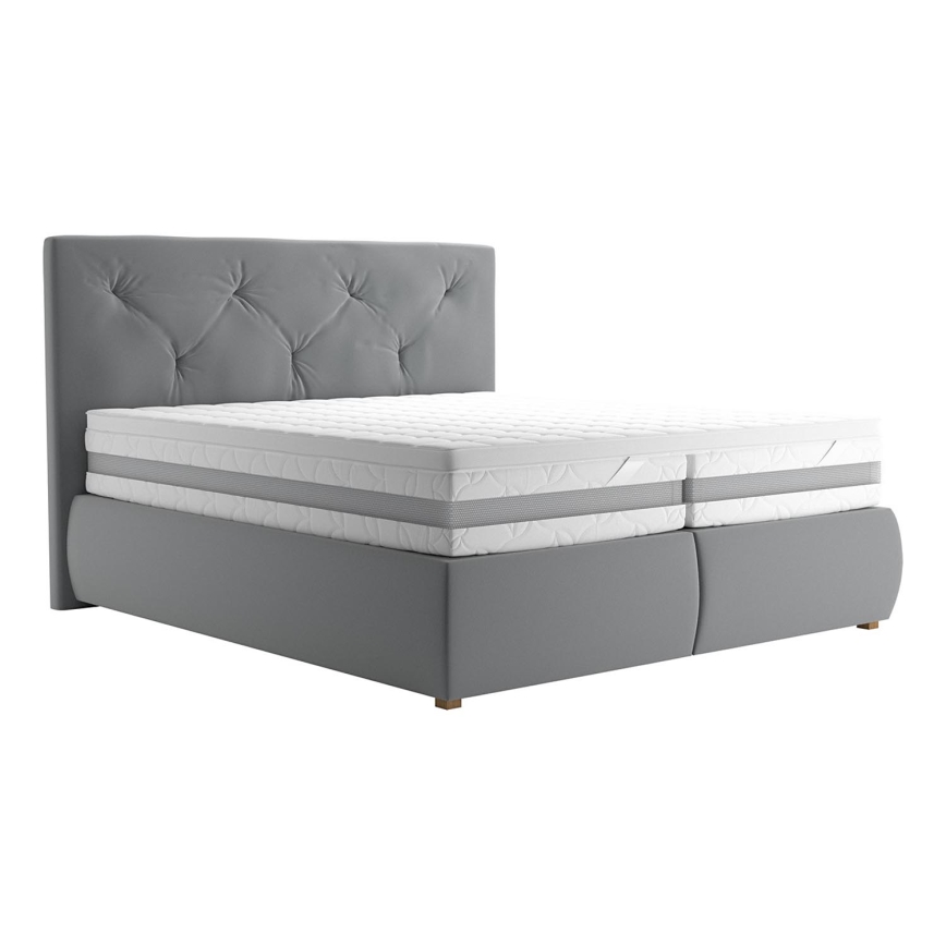 Boxspring-seng med madras og topmadras ELEN 180x200 cm grå