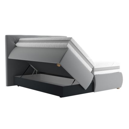 Boxspring-seng med madras og topmadras ELEN 180x200 cm grå