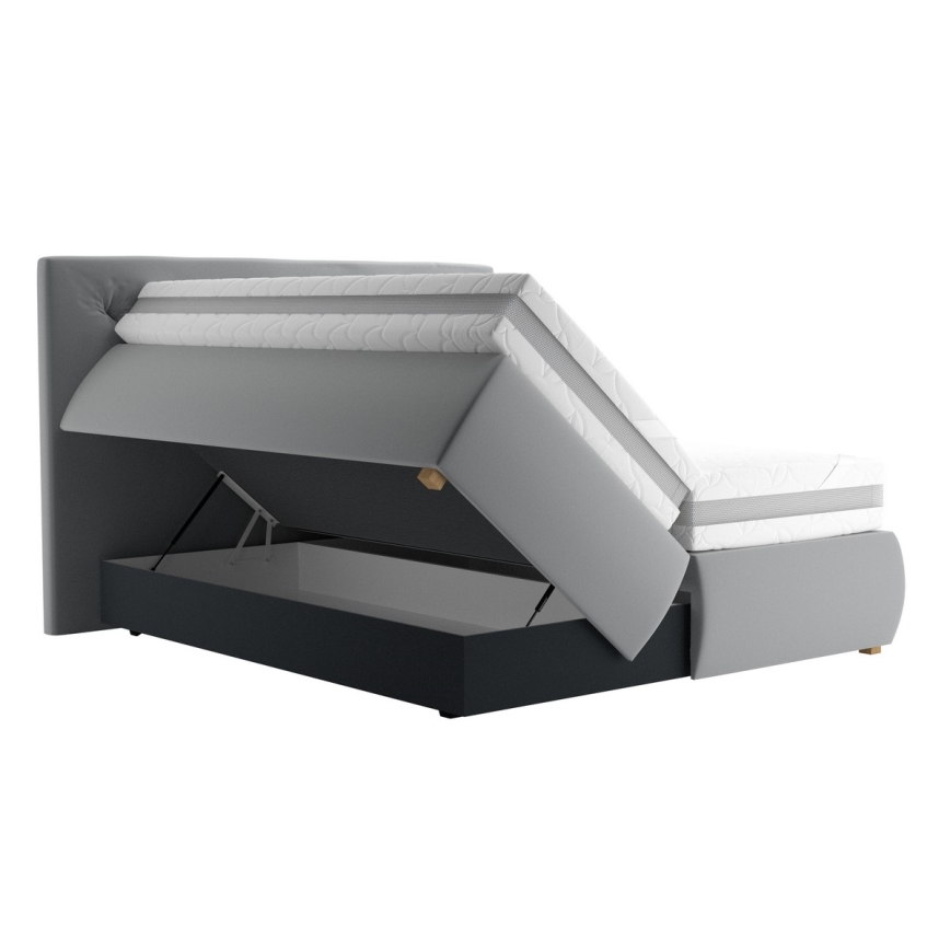 Boxspring-seng med madras og topmadras ELEN 180x200 cm grå