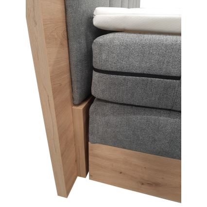Boxspring-seng JASMINE 180 x 200 cm - med madrasser, topmadras og opbevaringsplads, grå