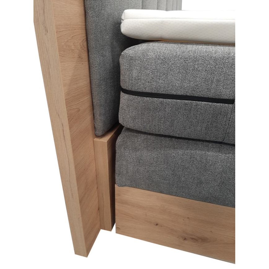 Boxspring-seng JASMINE 180 x 200 cm - med madrasser, topmadras og opbevaringsplads, grå
