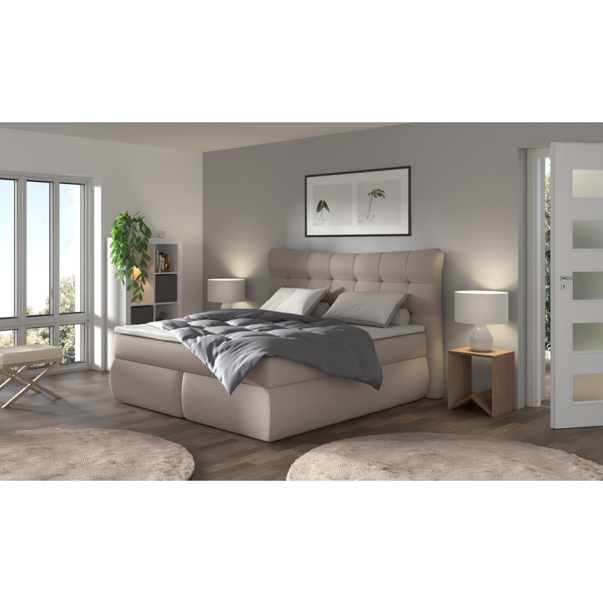 Boxspring-seng med madrasser og topmadras SOFIA 180x200 cm beige