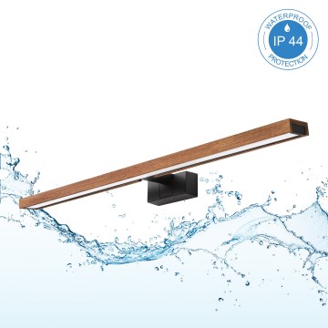 Brilagi - 3-i-1 LED-belysning til badeværelsesspejl WOODY MIRROR LED/15W/230V 80 cm IP44 sort/eg-kirsebær