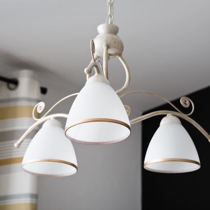Brilagi - ANTICO LED-lysekrone med kæde 3xE27/60W/230V 3000K hvid patina