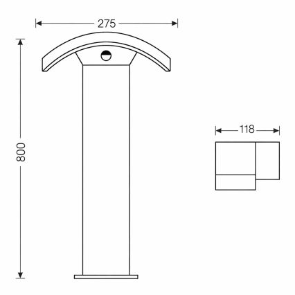 Brilagi - LED Udendørslampe med sensor ARCELO LED/9W/230V 80 cm IP54