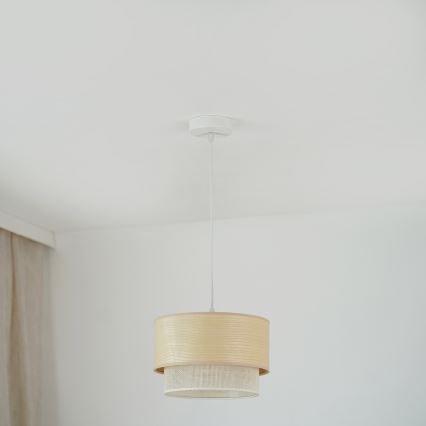 Brilagi - Loftlampe på ledning ARIZONA BOHO 1xE27/15W/230V Ø 25 cm beige/hvid