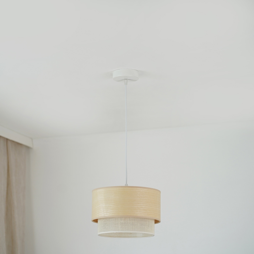 Brilagi - Loftlampe på ledning ARIZONA BOHO 1xE27/15W/230V Ø 25 cm beige/hvid