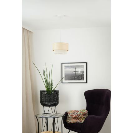 Brilagi - Loftlampe på ledning ARIZONA BOHO 1xE27/15W/230V Ø 25 cm beige/hvid