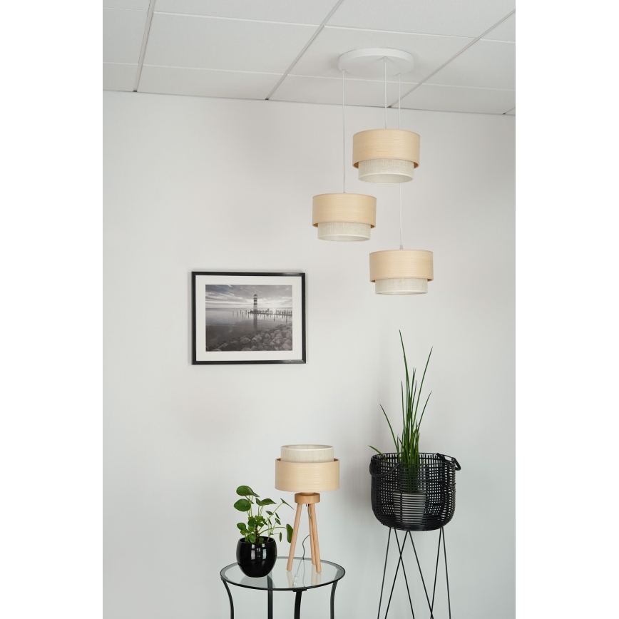 Brilagi - Loftlampe på ledning ARIZONA BOHO 3xE27/15W/230V beige/hvid