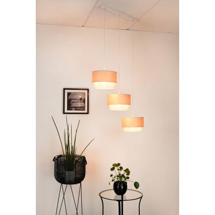Brilagi - Loftlampe på ledning ARIZONA BOHO 3xE27/15W/230V beige/hvid