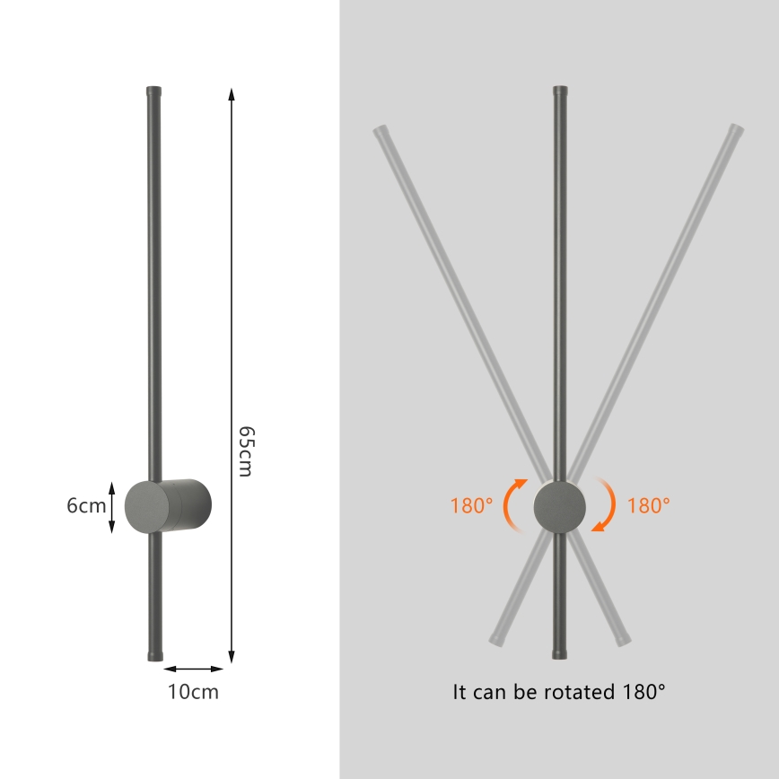 Brilagi - LED udendørs vægarmatur AURA LED/12W/230V 3000K IP54 65 cm antracit