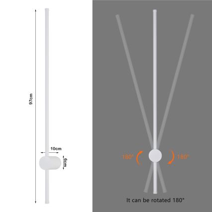 Brilagi - LED udendørs væglampe AURA LED/20W/230V 3000K IP54 97 cm hvid CRI 90