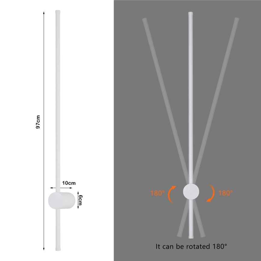 Brilagi - LED udendørs væglampe AURA LED/20W/230V 3000K IP54 97 cm hvid CRI 90