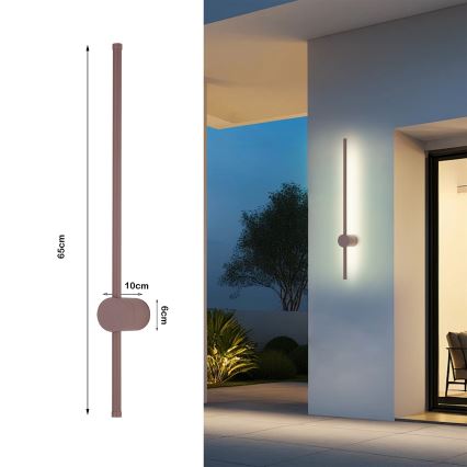 Brilagi - LED udendørs væglampe AURA LED/12W/230V 3000K IP54 65 cm brun CRI 90