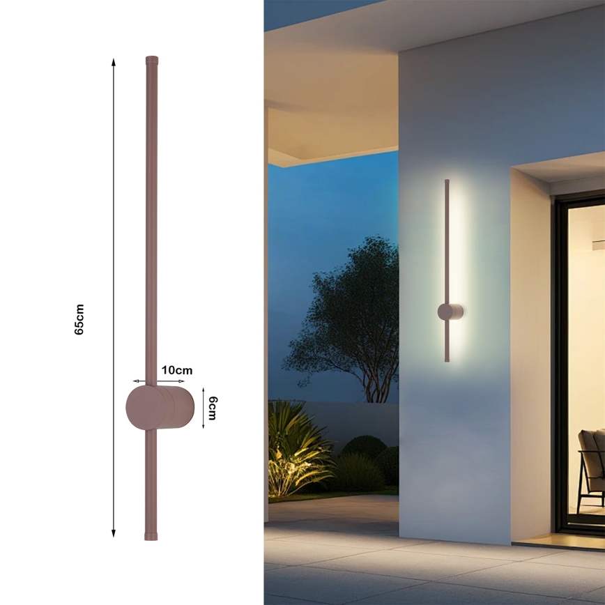 Brilagi - LED udendørs væglampe AURA LED/12W/230V 3000K IP54 65 cm brun CRI 90