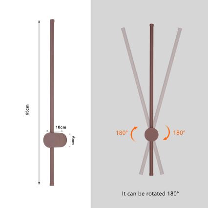 Brilagi - LED udendørs væglampe AURA LED/12W/230V 3000K IP54 65 cm brun CRI 90