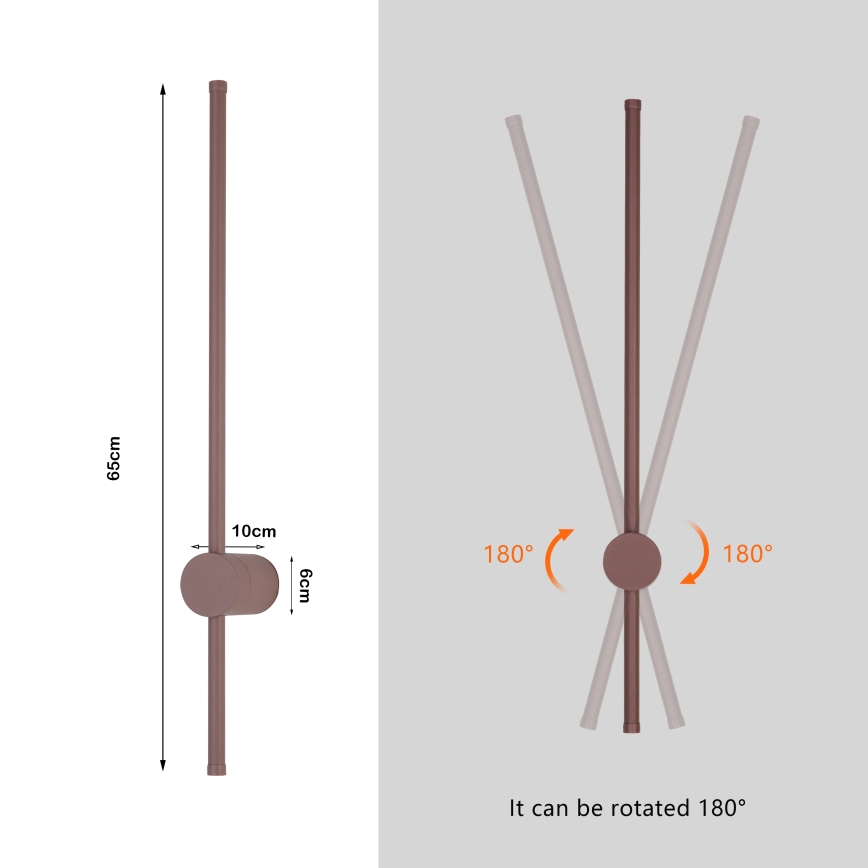 Brilagi - LED udendørs væglampe AURA LED/12W/230V 3000K IP54 65 cm brun CRI 90