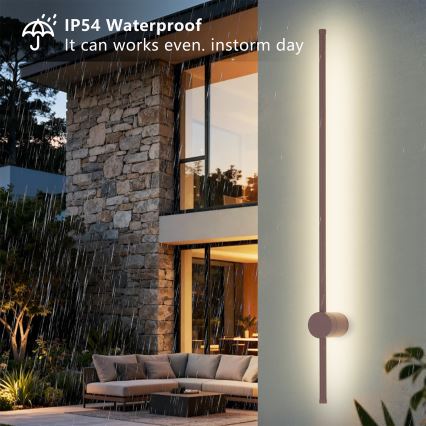 Brilagi - LED udendørs væglampe AURA LED/20W/230V 3000K IP54 97 cm brun CRI 90