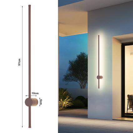 Brilagi - LED udendørs væglampe AURA LED/20W/230V 3000K IP54 97 cm brun CRI 90
