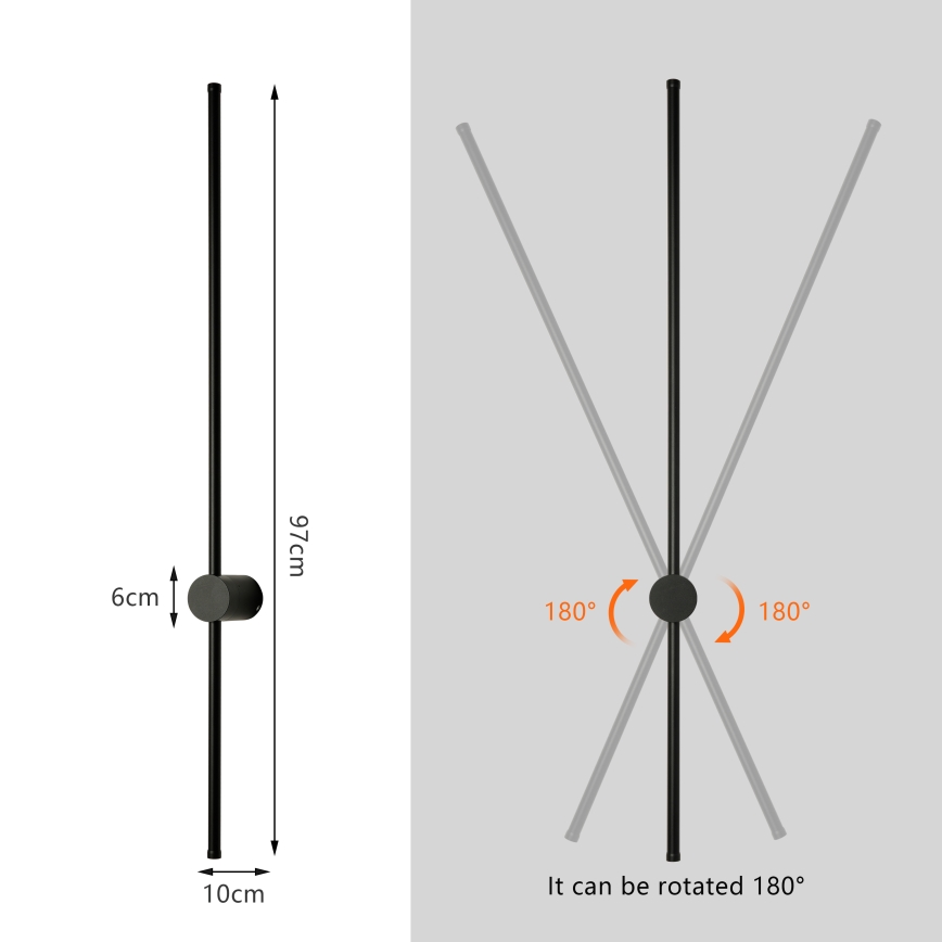 Brilagi - AURA LED udendørs væglampe, 20W, 230V, 3000K, IP54, 97 cm, sort, CRI 90