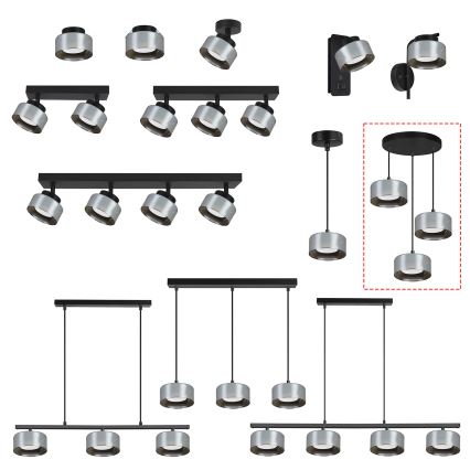 Brilagi - LED RGB+CCT dæmpbar pendel med wire AURA LUX 3xGX53/14W/230V 2700-6500K Wi-Fi Tuya sort/røget