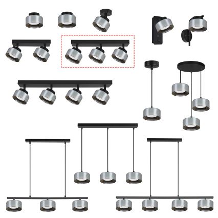 Brilagi - AURA LUX loftspot 3xGX53/30W/230V sort/røget