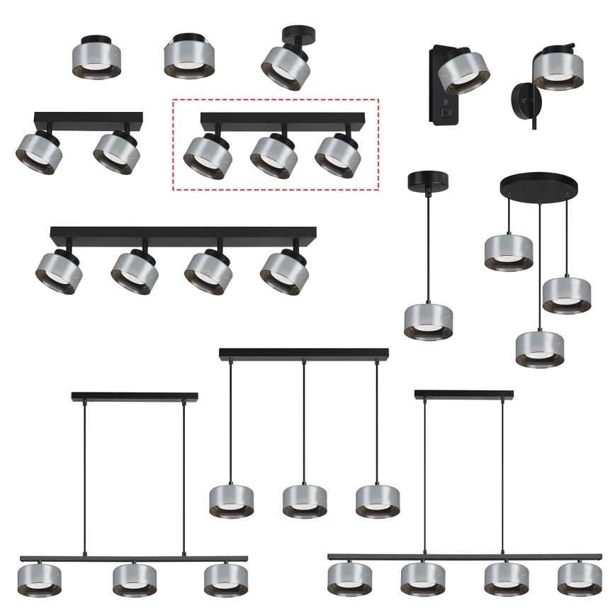 Brilagi - AURA LUX loftspot 3xGX53/30W/230V sort/røget