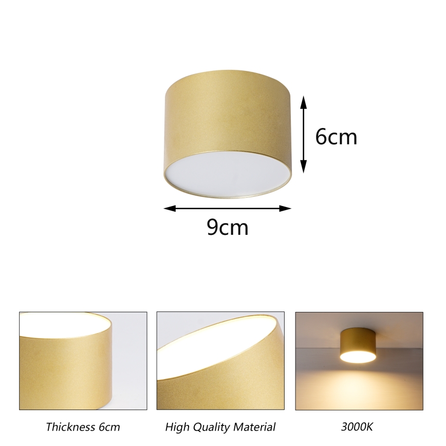 BRILAGI - Loftlampe til badeværelse FORIS LED/9W/230V Ø 9 cm guldfarvet IP44 CRI 90